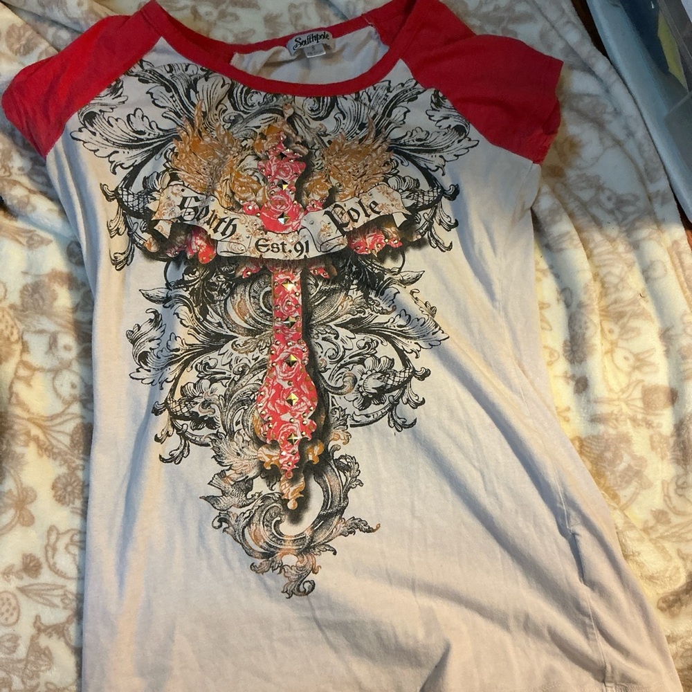 South Pole Red and White Graphic Tee